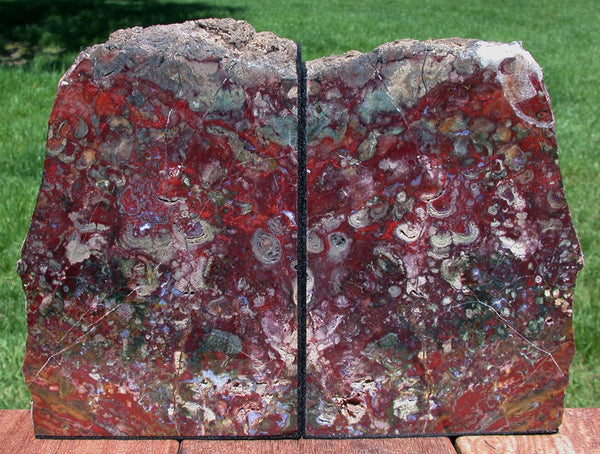 CHRISTMAS COLOR 12 lb. Marston Ranch Jasper Bookends - Beautifully Polished Natural Stone!!