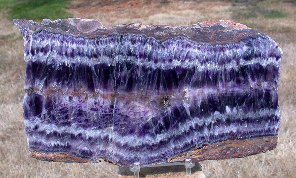 STUNNING ROYAL PURPLE 8&quot;+ Chevron Amethyst Crystal Slab - Large Gorgeous Display Slab!