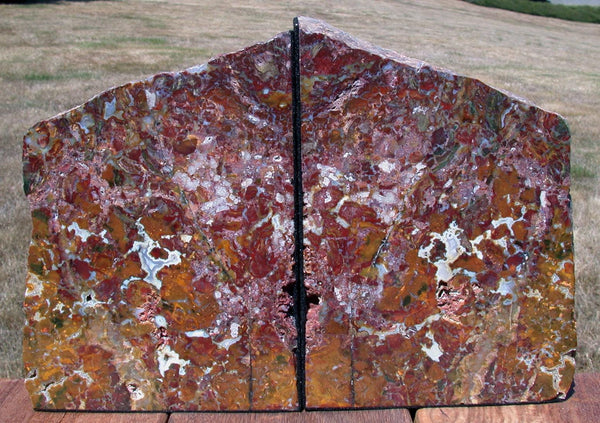 Large 13 lb. CHRISTMAS COLOR Marston Ranch Jasper Bookends - Beautifully Polished Natural Stone!!