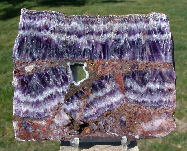 STUNNING ROYAL PURPLE Chevron Amethyst Crystal Slab - Large Gorgeous Display Slab!